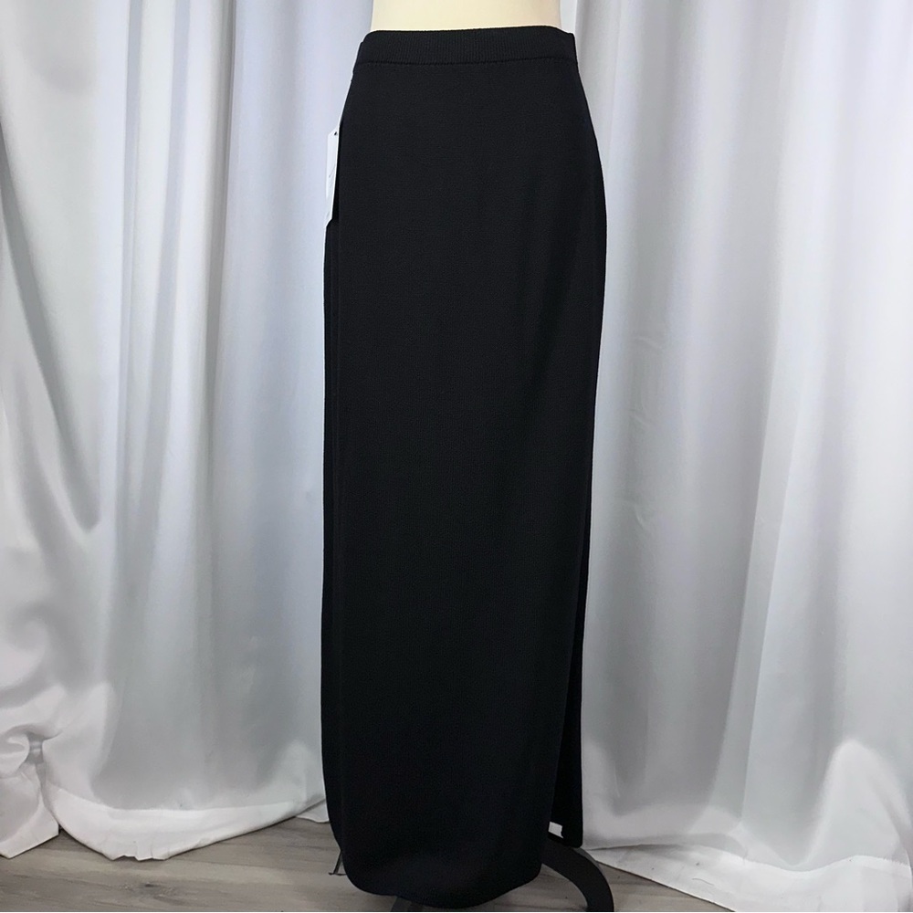 Vtg St. John Evening by Marie Gray Black Santana Knit Maxi Skirt Sz 6 Long Slit